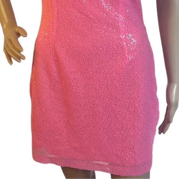 Molicuty Pink Sequin/Shiimmery One Shoulder Body Con Dress - Picture 5 of 11
